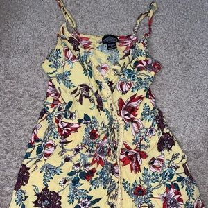 Floral Yellow Overlay Romper with Adjustable Straps